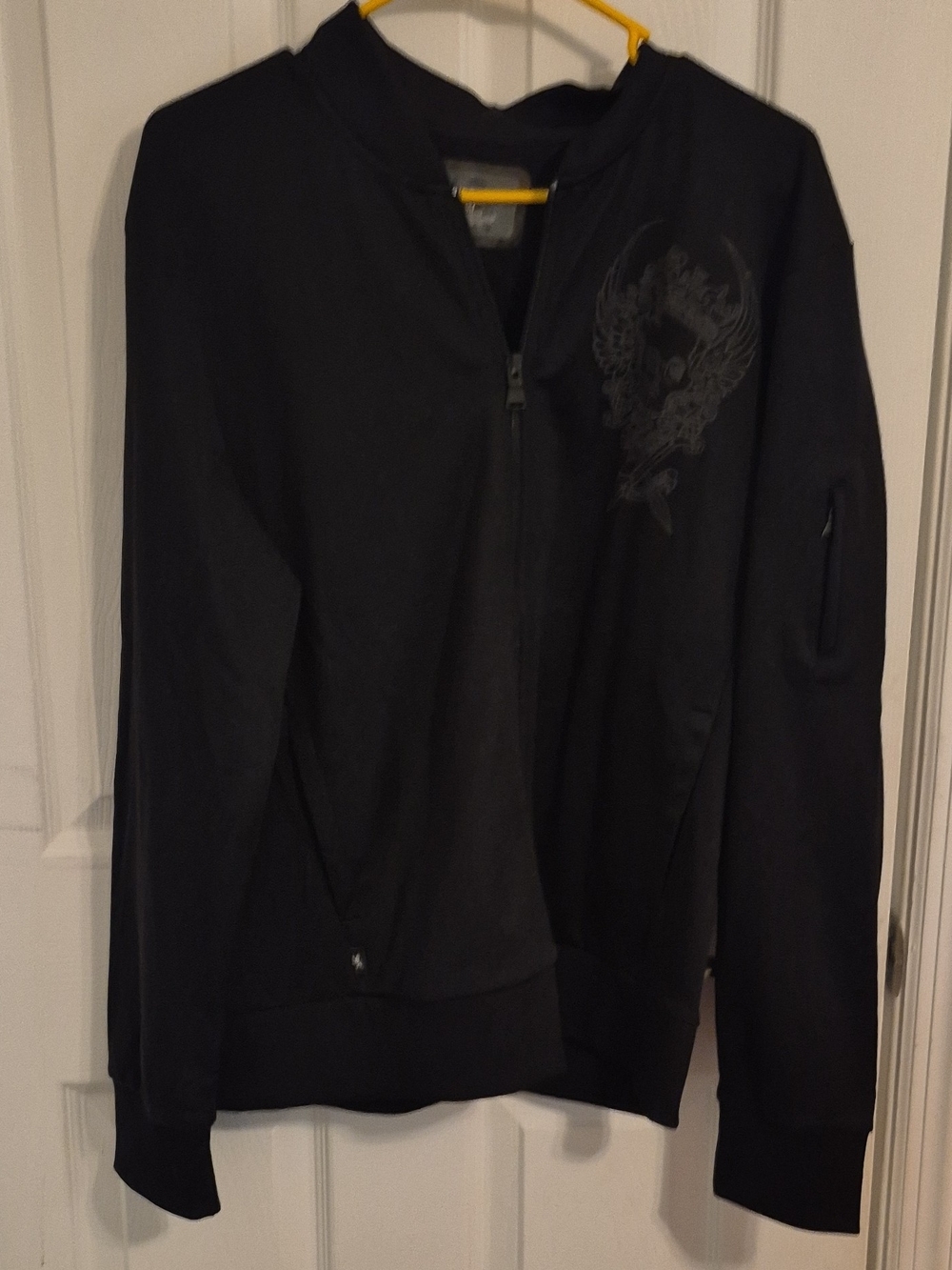 Express Black Bomber Jacket with Subtle Tone-on-Tone Graphic